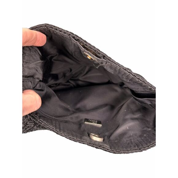 The Sak Black Crochet Shoulder Crossbody Bag Zipper Pocket 13x10 - Picture 5 of 6